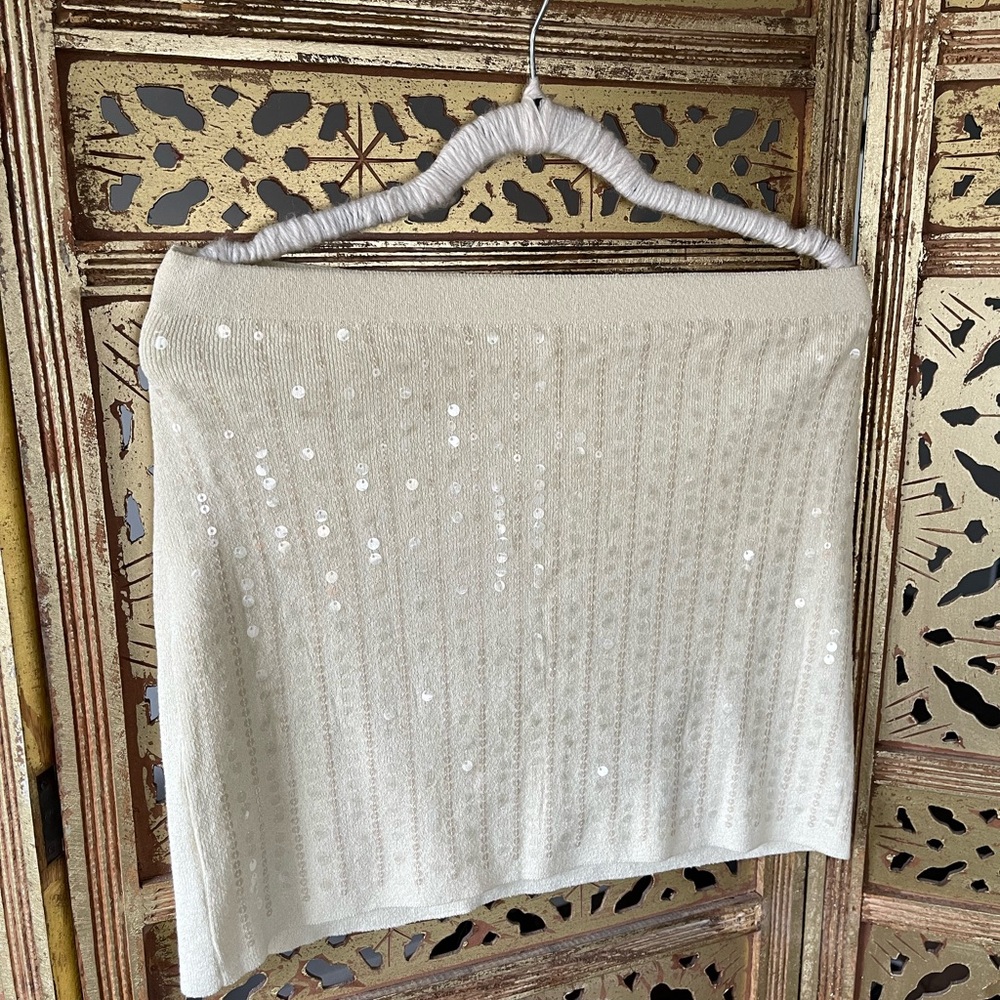 Zara Cream Sequin Mini Skirt